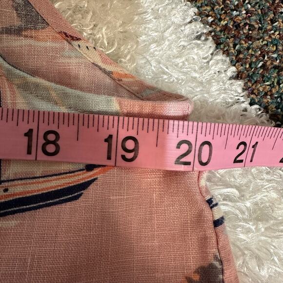 St Tropez West, Sailboat Print Halter Style Neckline 100% Linen Sleeveless Dress - Picture 10 of 11